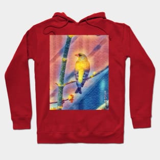 Yellow-and-blue bird on a branch Hoodie